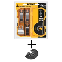 Oscillating Tool Attachments DEWALT Oscillating Blade Set (5-Piece) With Bonus Oscillating Fast Cut Carbide Grout Removal Blade
