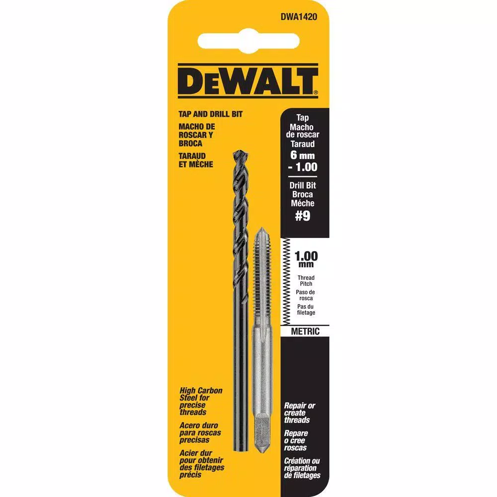 Drill Bits DEWALT #9 Drill And 6 Mm X 1.0 NC Tap Set 3 Drill Bits DEWALT #9 Drill And 6 Mm X 1.0 NC Tap Set