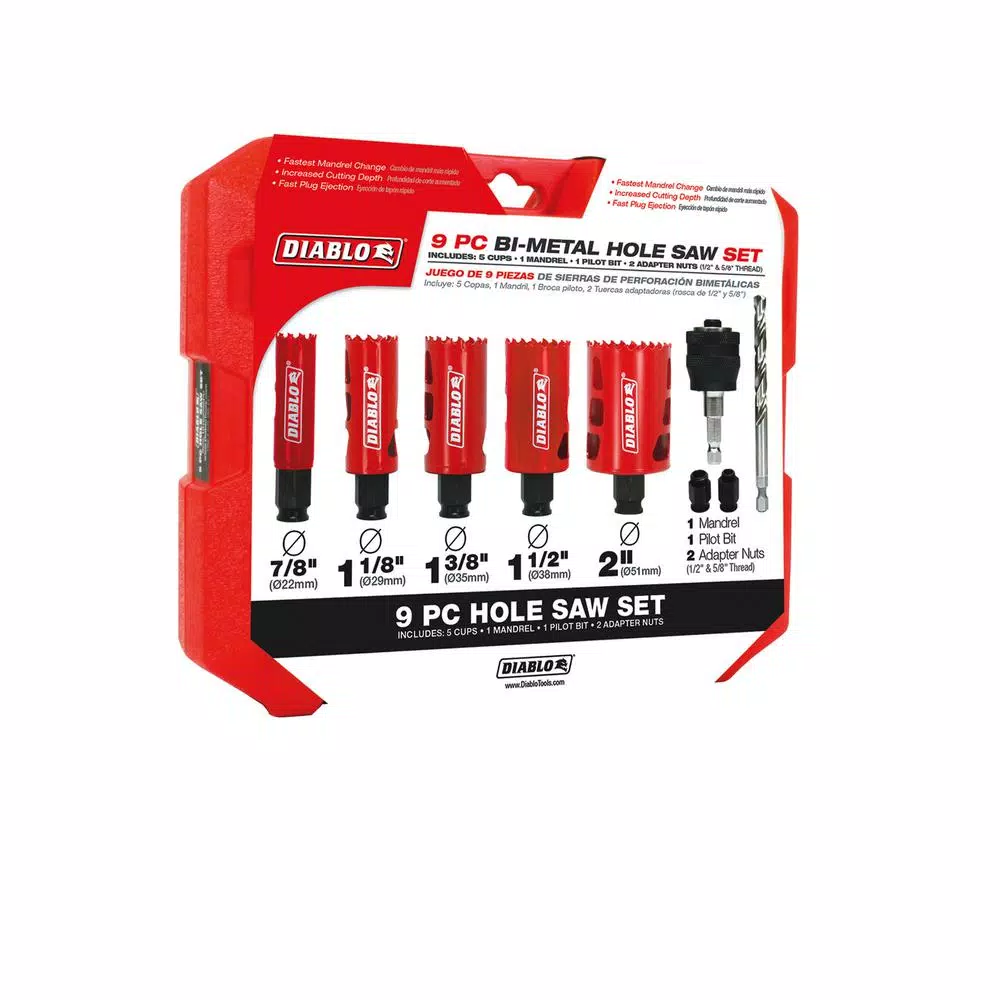 Drill Bits DIABLO General Purpose Bi-Metal Hole Saw Set (9-Piece) 5 Drill Bits DIABLO General Purpose Bi-Metal Hole Saw Set (9-Piece) - Image 3
