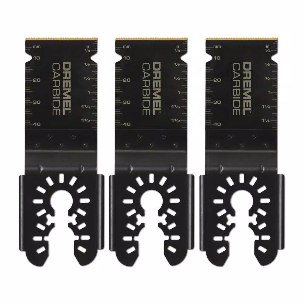 Oscillating Tool Attachments Dremel Multi-Max 1-1/2 In. Oscillating Tool Universal Carbide Flush Cutting Blades For Wood, Metal, And Cement (3-Pack) 3 Oscillating Tool Attachments Dremel Multi-Max 1-1/2 In. Oscillating Tool Universal Carbide Flush Cutting Blades For Wood, Metal, And Cement (3-Pack)