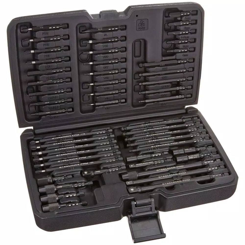 Drill Bits STEELMAN PRO Black Oxide Steel Impact Driver Bit Set (50-Piece) 3 Drill Bits STEELMAN PRO Black Oxide Steel Impact Driver Bit Set (50-Piece)