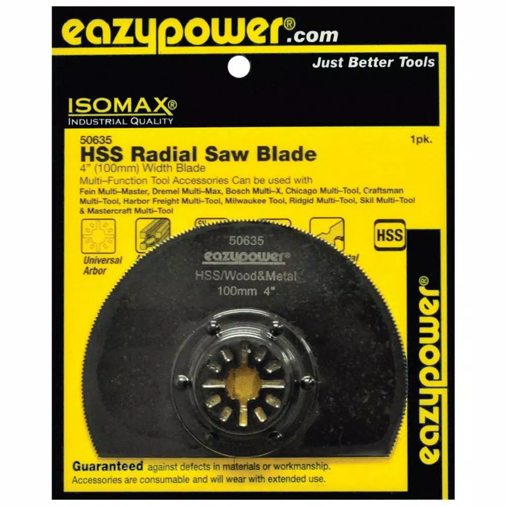 Oscillating Tool Attachments Eazypower 100 Mm/4 In. Oscillating High Speed Steel Radial Saw Blade 3 Oscillating Tool Attachments Eazypower 100 Mm/4 In. Oscillating High Speed Steel Radial Saw Blade