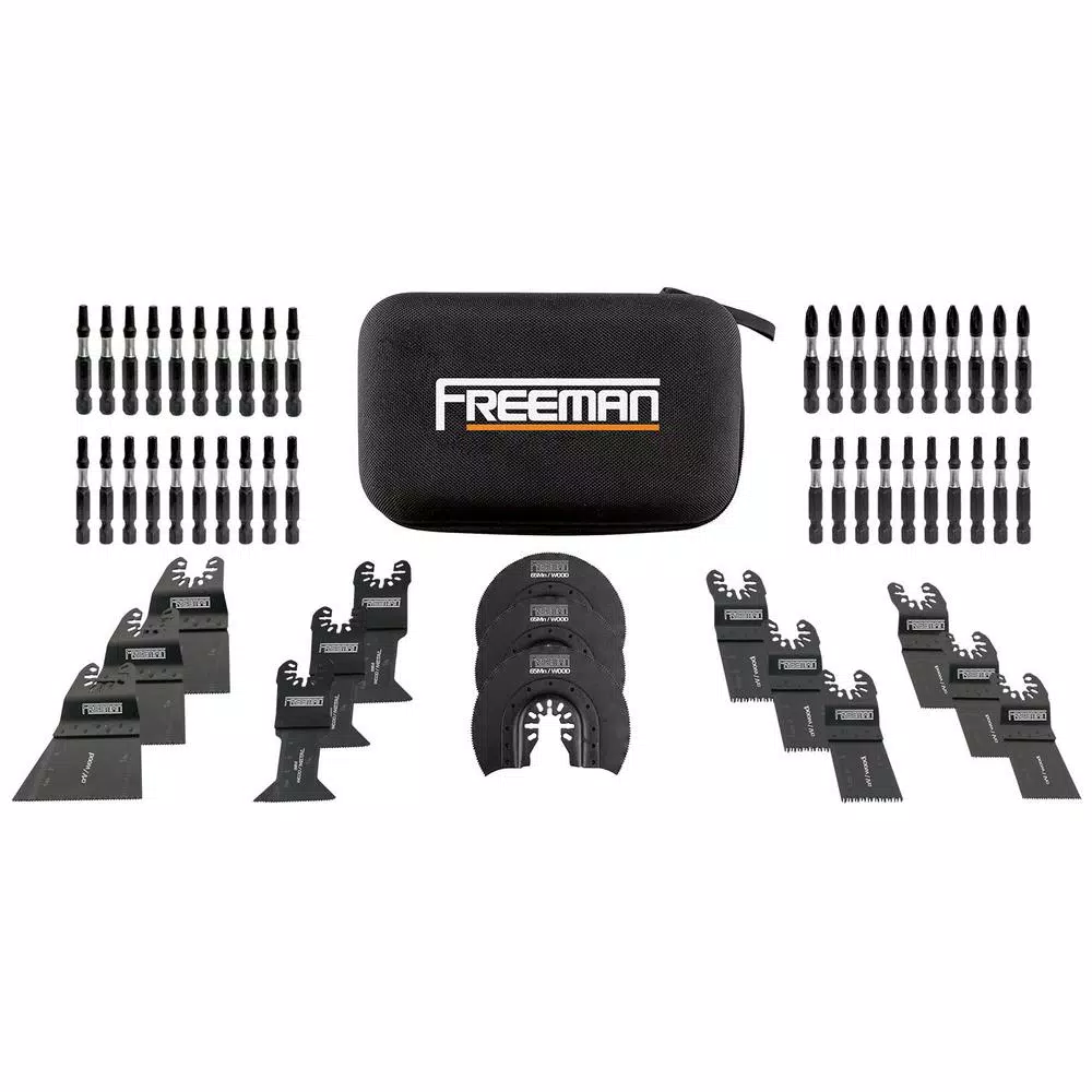 Oscillating Tool Attachments Freeman Impact Driver Bits And Oscillating Blades Kit With Case (55-Piece) 3 Oscillating Tool Attachments Freeman Impact Driver Bits And Oscillating Blades Kit With Case (55-Piece)