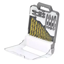 Drill Bits Genesis Universal Titanium-Coated Drill/Driver Bit Set With Durable Clear Plastic Storage Case (19-Piece)