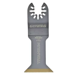 Oscillating Tool Attachments Genesis Universal 1-3/4 In. Quick-Fit Titanium-Coated Bi-Metal Oscillating Multi-Tool Quick-Release Flush Cut Blade