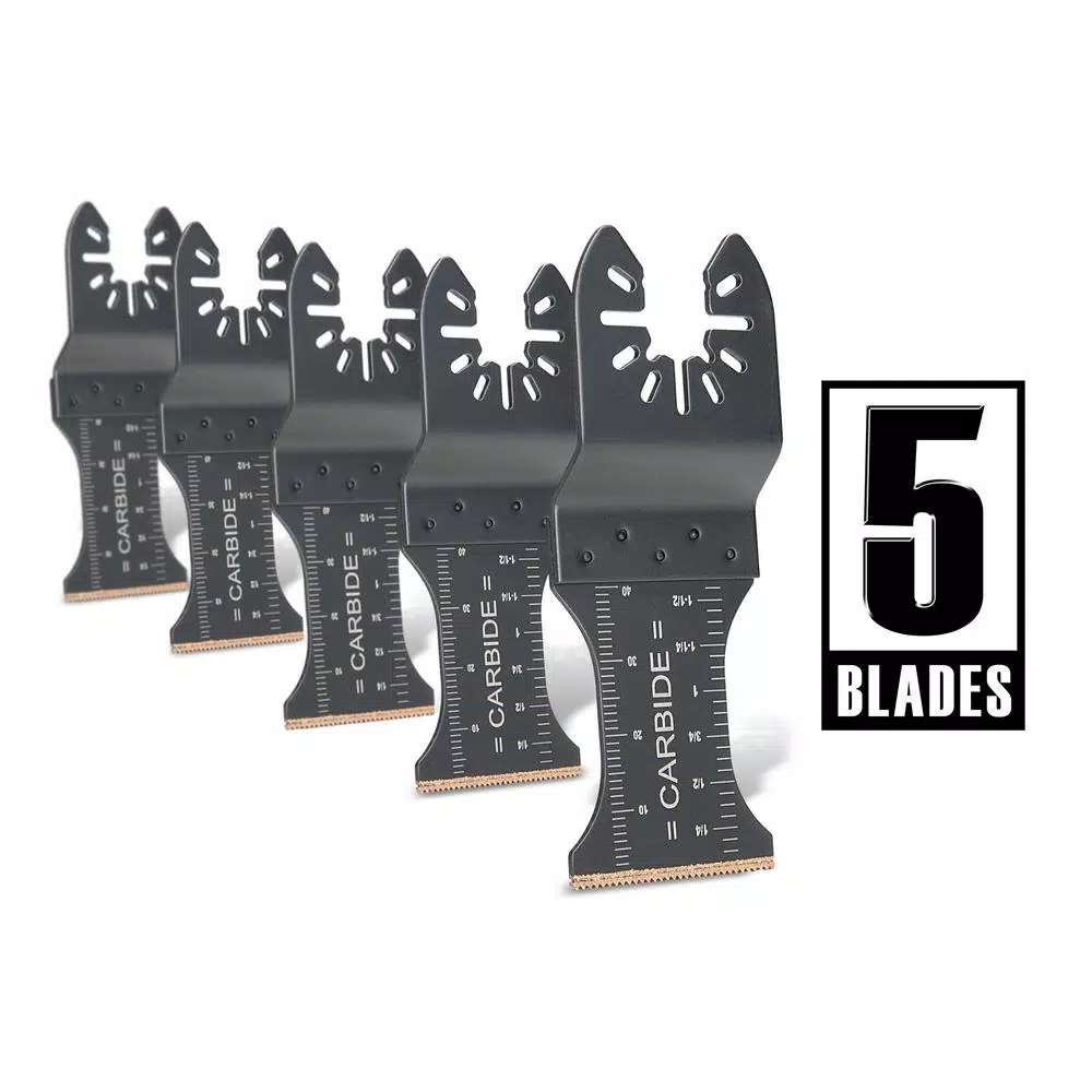 Oscillating Tool Attachments Genesis Universal 1-3/8 In. Quick-Fit Carbide Oscillating Multi-Tool Quick-Release Carbide Flush Cut Blade (5-Pack) 3 Oscillating Tool Attachments Genesis Universal 1-3/8 In. Quick-Fit Carbide Oscillating Multi-Tool Quick-Release Carbide Flush Cut Blade (5-Pack)