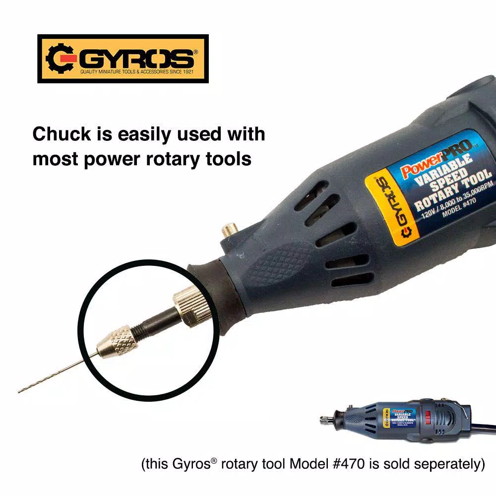Drill Attachments Gyros Keyless Mini Adaptor Chuck, With 1/8 In. Shank, 0 In. To 0.039 In. Capacity, For Bits No. 60-80 NEW AND IMPROVED 7 Drill Attachments Gyros Keyless Mini Adaptor Chuck, With 1/8 In. Shank, 0 In. To 0.039 In. Capacity, For Bits No. 60-80 NEW AND IMPROVED - Image 5