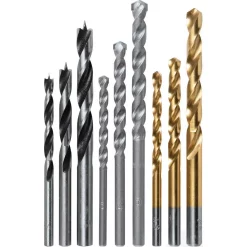 Drill Bits Makita 9-Piece Assorted Drill Bit Set Metal Wood Masonry Straight Shank