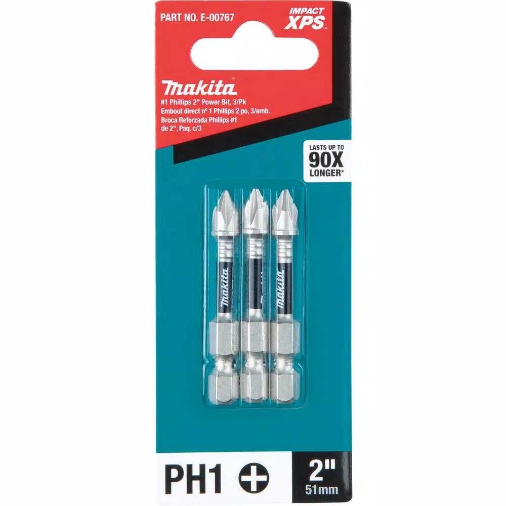 Drill Bits Makita Impact XPS #1 Phillips 2 In. Power Bit (3-Pack) 5 Drill Bits Makita Impact XPS #1 Phillips 2 In. Power Bit (3-Pack) - Image 3