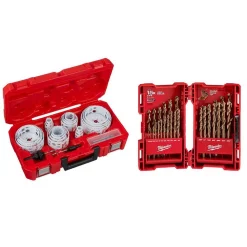 Drill Bits Milwaukee Hole Dozer General Purpose Bi-Metal Hole Saw Set With Cobalt Drill Bit Set (57-Piece)