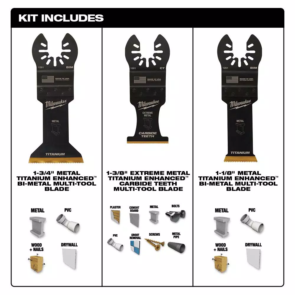 Oscillating Tool Attachments Milwaukee Oscillating Metal Cutting Multi-Tool Blade Kit (3-Piece) 5 Oscillating Tool Attachments Milwaukee Oscillating Metal Cutting Multi-Tool Blade Kit (3-Piece) - Image 3