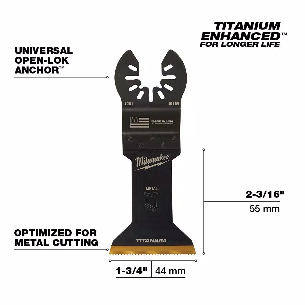 Oscillating Tool Attachments Milwaukee 1-3/4 In. Titanium Bi-Metal Universal Fit Metal Cutting Oscillating Multi-Tool Blade (10-Pack) 5 Oscillating Tool Attachments Milwaukee 1-3/4 In. Titanium Bi-Metal Universal Fit Metal Cutting Oscillating Multi-Tool Blade (10-Pack) - Image 3