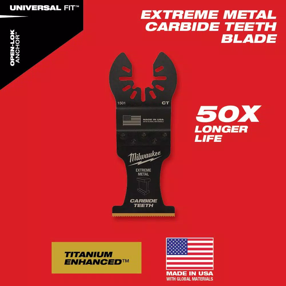 Oscillating Tool Attachments Milwaukee 1-3/8 In. Carbide Universal Fit Extreme Metal Cutting Oscillating Multi-Tool Blade (3-Pack) 6 Oscillating Tool Attachments Milwaukee 1-3/8 In. Carbide Universal Fit Extreme Metal Cutting Oscillating Multi-Tool Blade (3-Pack) - Image 4