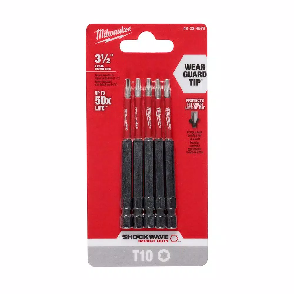 Drill Bits Milwaukee SHOCKWAVE Torx #10 3.5 In. Impact Duty Steel Screwdriver Bit (5-Pack) 5 Drill Bits Milwaukee SHOCKWAVE Torx #10 3.5 In. Impact Duty Steel Screwdriver Bit (5-Pack) - Image 3