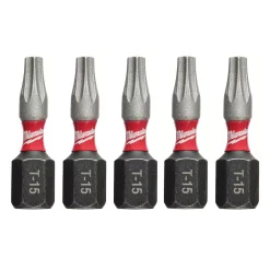 Drill Bits Milwaukee Shockwave Torx #15 1 In. Impact Duty Steel Screwdriver Bit (5-Pack)