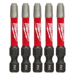Drill Bits Milwaukee SHOCKWAVE Philips #3 2 In. Impact Duty Steel Screwdriver Bit (5-Pack)