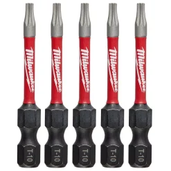 Drill Bits Milwaukee SHOCKWAVE Torx #10 2 In. Impact Duty Steel Screwdriver Bit (5-Pack)