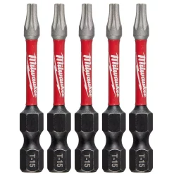 Drill Bits Milwaukee SHOCKWAVE Torx #15 2 In. Impact Duty Steel Screwdriver Bit (5-Pack)