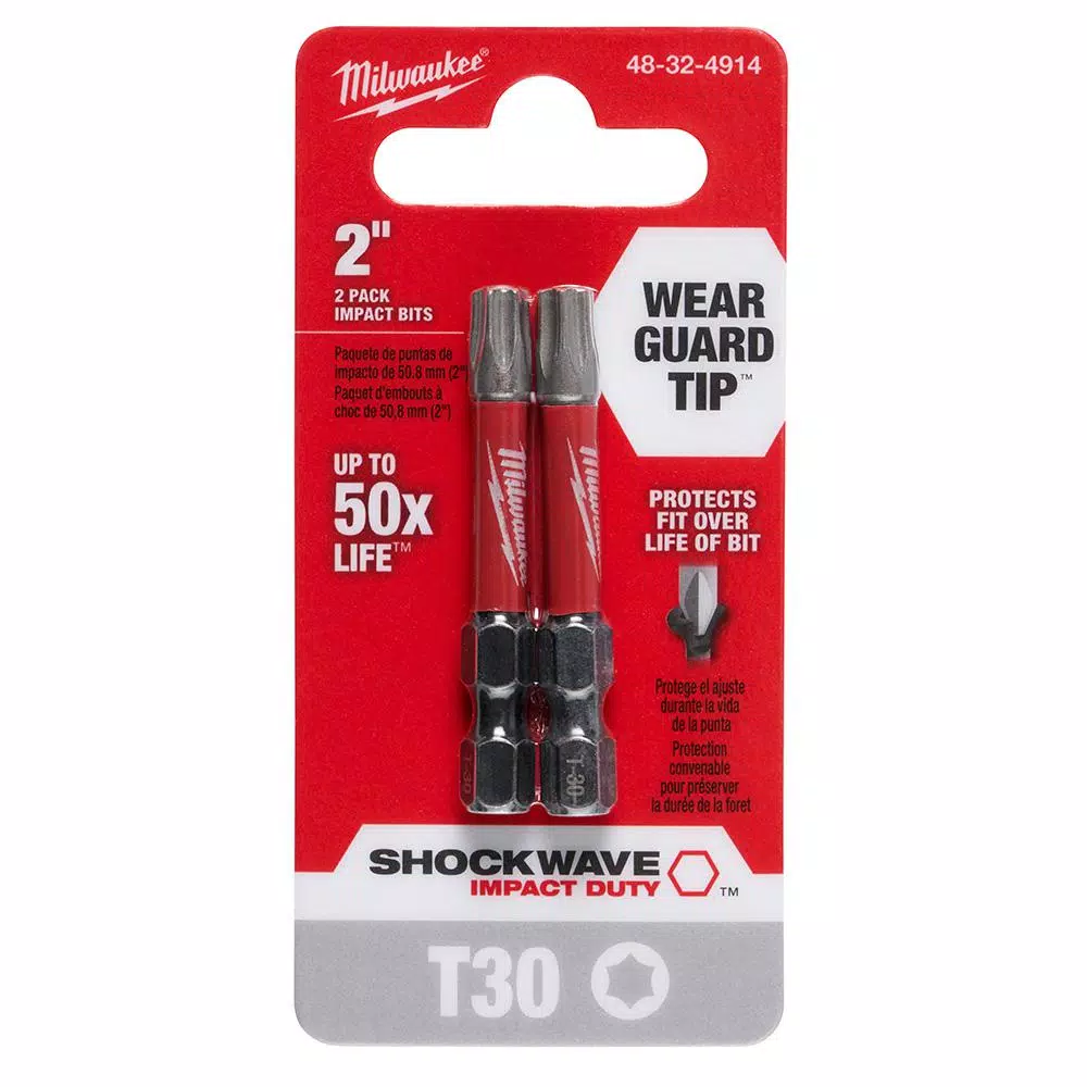 Drill Bits Milwaukee Shockwave T30 Torx 2 In. Power Bit (2-Pack) 4 Drill Bits Milwaukee Shockwave T30 Torx 2 In. Power Bit (2-Pack) - Image 2