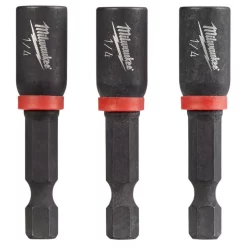 Drill Bits Milwaukee 1/4 In. X 1-7/8 In. Shockwave Magnetic Nut Driver Bit (3-Pack)