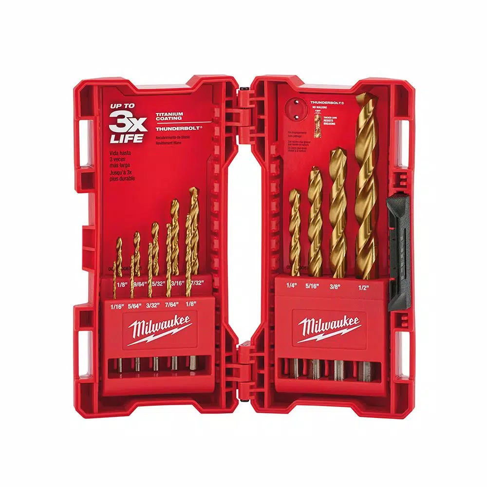 Drill Bits Milwaukee Titanium Drill Bit Set (14-Piece) 3 Drill Bits Milwaukee Titanium Drill Bit Set (14-Piece)