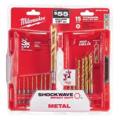 Drill Bits Milwaukee SHOCKWAVE Titanium Impact Duty Drill Bit Set (15-Piece) With SHOCKWAVE Impact Duty Driver Bit Set (40-Piece) -Hot Sale Drill Bits Store milwaukee twist drill bits 48 89 4630 48 32 4022 40 1000