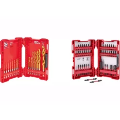 Drill Bits Milwaukee SHOCKWAVE Titanium Impact Duty Drill Bit Set (15-Piece) With SHOCKWAVE Impact Duty Driver Bit Set (40-Piece)