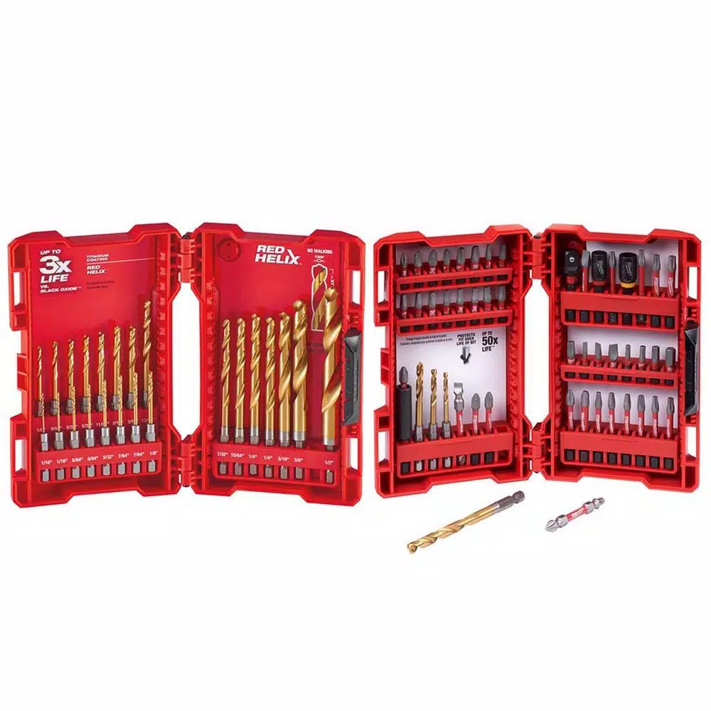 Drill Bits Milwaukee SHOCKWAVE Impact Duty Titanium Drill Bit Set With SHOCKWAVE Bit Set (73-Piece) 3 Drill Bits Milwaukee SHOCKWAVE Impact Duty Titanium Drill Bit Set With SHOCKWAVE Bit Set (73-Piece)