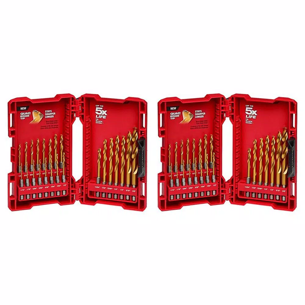 Drill Bits Milwaukee SHOCKWAVE IMPACT DUTY Titanium Drill Bit Set (46-Piece) 3 Drill Bits Milwaukee SHOCKWAVE IMPACT DUTY Titanium Drill Bit Set (46-Piece)