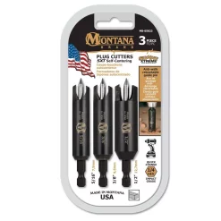 Drill Attachments Montana Brand Self-Centering Plug Cutter Set (3-Piece)