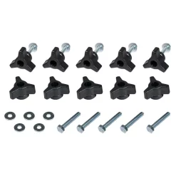Saw Tracks POWERTEC 1/4-20 In. X 1-1/2 In. Bolts, Washers, T-Track Knobs (10-Set)