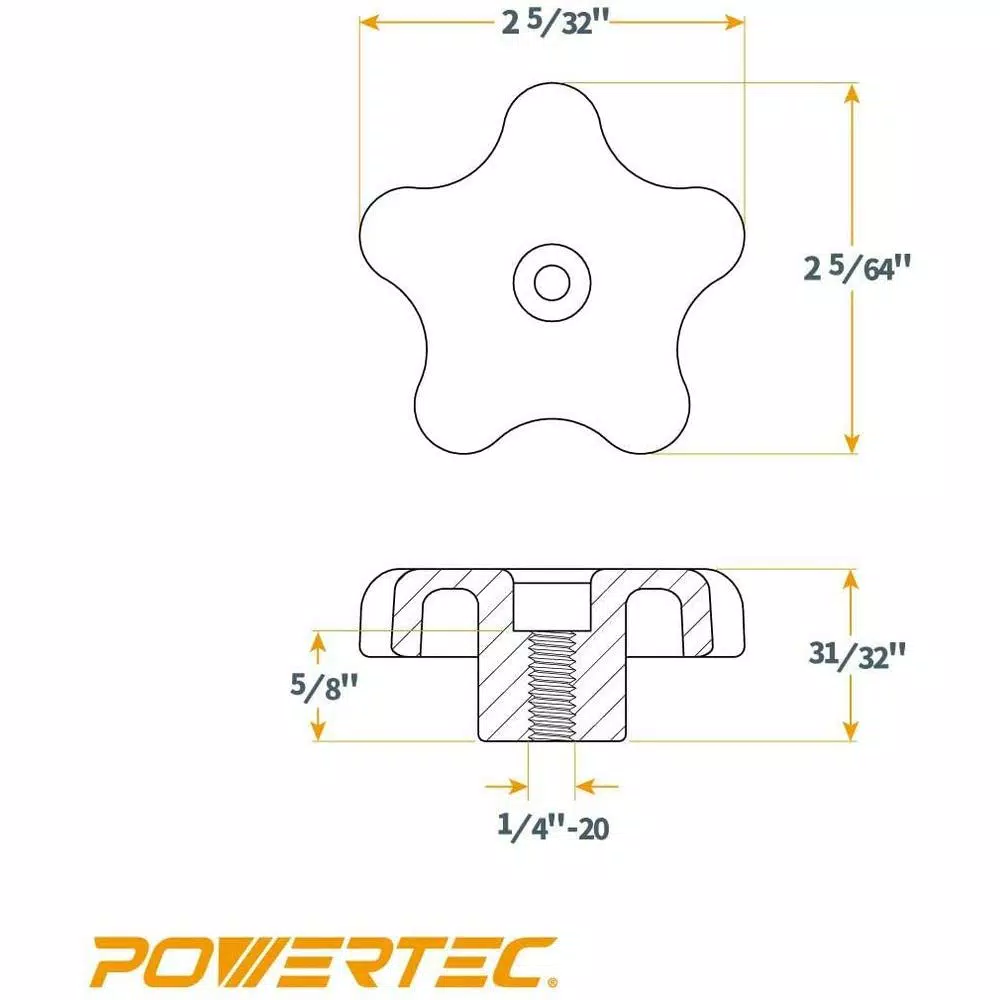 Saw Tracks POWERTEC T-Track Knob Kits (12-Pack) 4 Saw Tracks POWERTEC T-Track Knob Kits (12-Pack) - Image 2