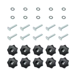 Saw Tracks POWERTEC T-Track Knob Kit With 7 Star 1/4 In.-20 Threaded Knobs, Bolts And Washers For Woodworking Jigs And Fixtures (Set Of 10)