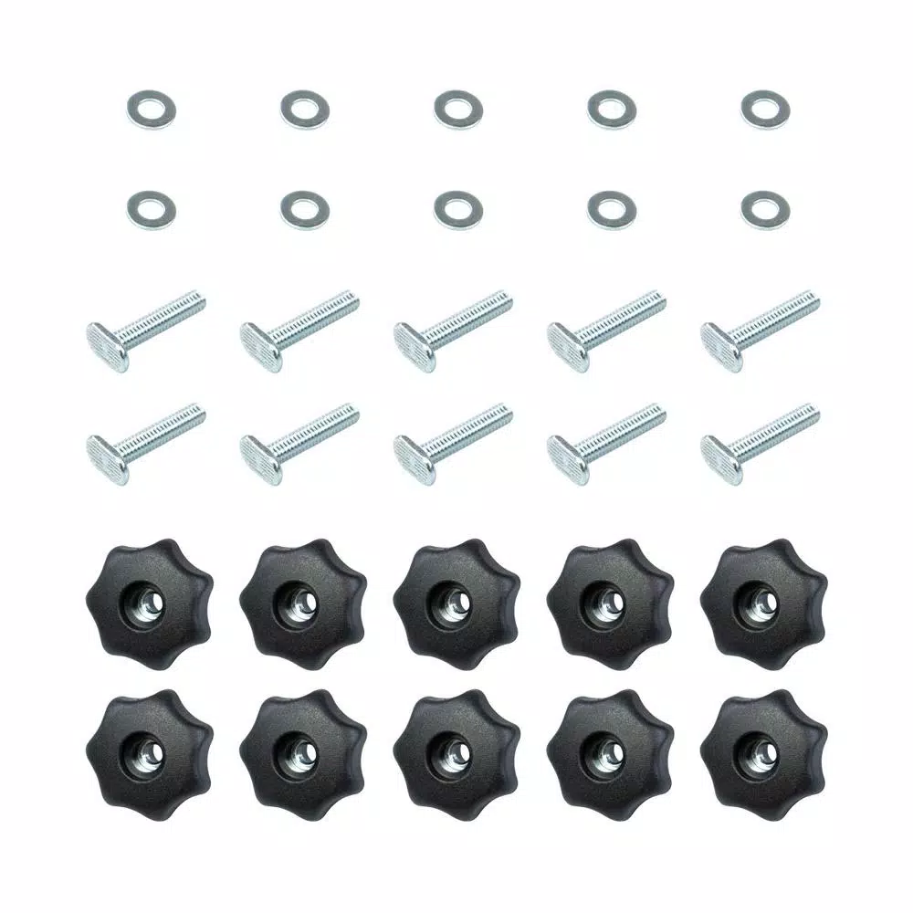 Saw Tracks POWERTEC T-Track Knob Kit With 7 Star 1/4 In.-20 Threaded Knobs, Bolts And Washers For Woodworking Jigs And Fixtures (Set Of 10) 3 Saw Tracks POWERTEC T-Track Knob Kit With 7 Star 1/4 In.-20 Threaded Knobs, Bolts And Washers For Woodworking Jigs And Fixtures (Set Of 10)