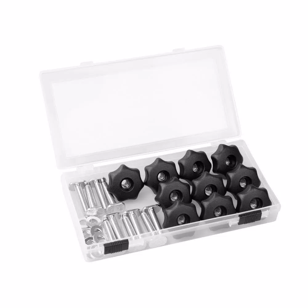 Saw Tracks POWERTEC T-Track Knob Kit With 7 Star 1/4 In.-20 Threaded Knobs, Bolts And Washers For Woodworking Jigs And Fixtures (Set Of 10) 4 Saw Tracks POWERTEC T-Track Knob Kit With 7 Star 1/4 In.-20 Threaded Knobs, Bolts And Washers For Woodworking Jigs And Fixtures (Set Of 10) - Image 2
