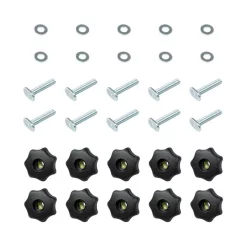 Saw Tracks POWERTEC T-Track Knob Kit With 7 Star 5/16 In.-18 Threaded Knob, Bolts And Washers For Woodworking Jigs And Fixtures (Set Of 10)