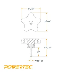 Saw Tracks POWERTEC 5/16 In.-18, 5-Star Stud Knob (5-Pack) -Hot Sale Drill Bits Store powertec saw tracks qnb3007 44 1000