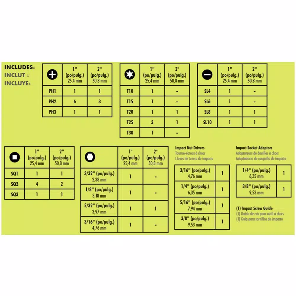 Drill Bits RYOBI Impact Rated Driving Kit (50-Piece) With BONUS (8-Piece) Impact Rated Driving Kit 7 Drill Bits RYOBI Impact Rated Driving Kit (50-Piece) With BONUS (8-Piece) Impact Rated Driving Kit - Image 5