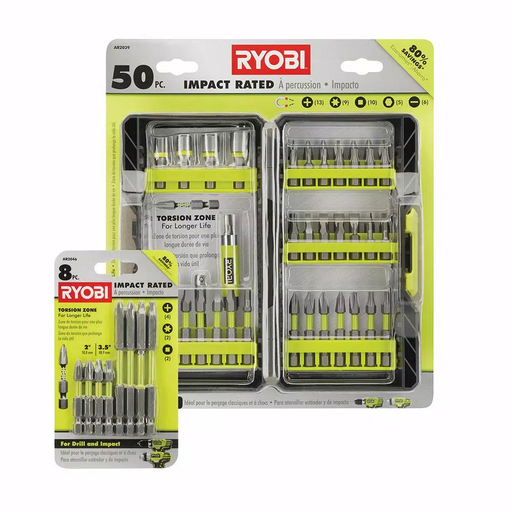 Drill Bits RYOBI Impact Rated Driving Kit (50-Piece) With BONUS (8-Piece) Impact Rated Driving Kit 3 Drill Bits RYOBI Impact Rated Driving Kit (50-Piece) With BONUS (8-Piece) Impact Rated Driving Kit