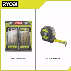 Drill Bits RYOBI Titanium Drill Bit Kit (22-Piece) With BONUS 25FT Tape Measure -Hot Sale Drill Bits Store ryobi drill bit sets ar2042 rtm25 40 1000